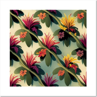 Tropical flower pattern Posters and Art